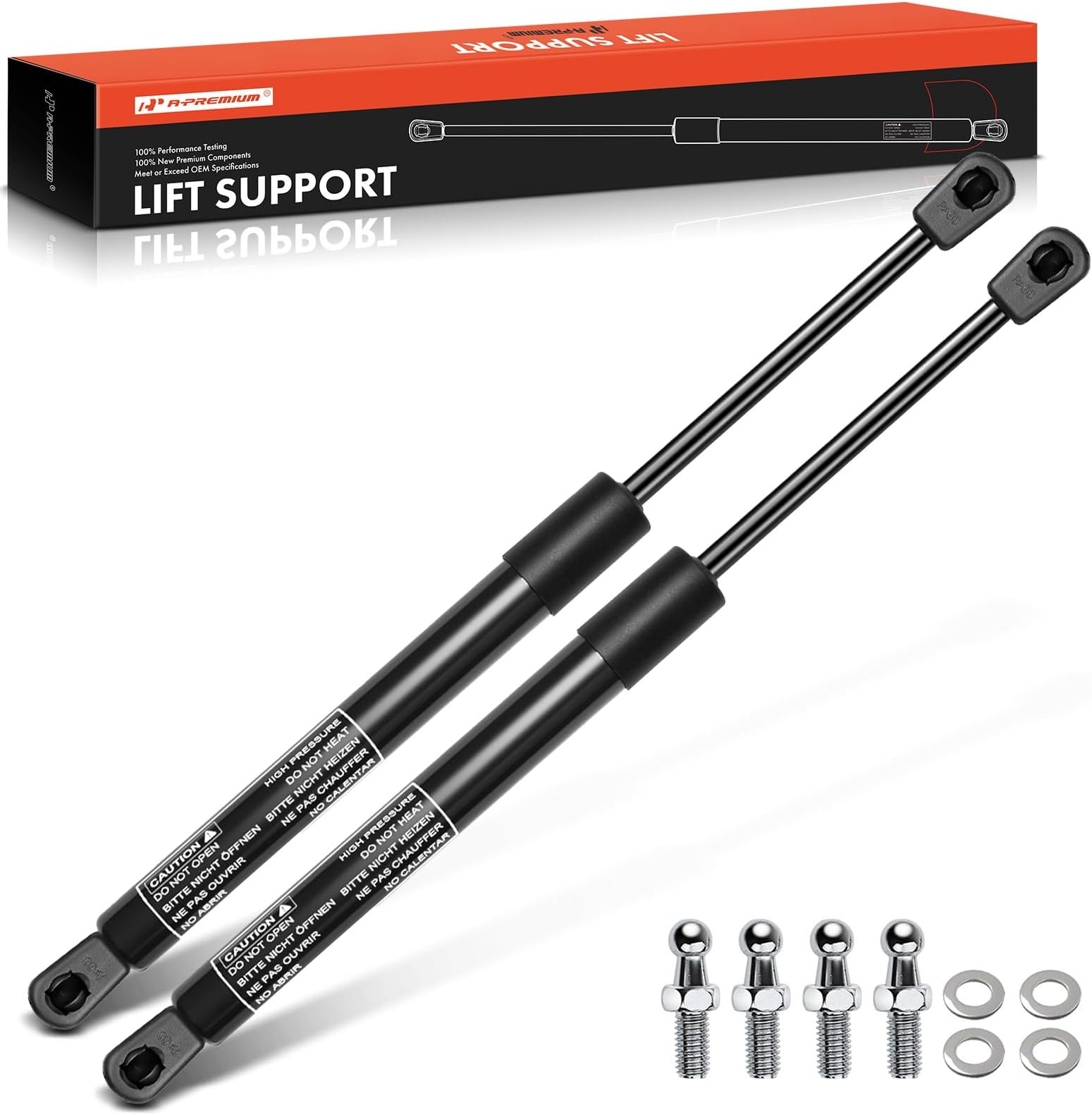 A-Premium 14 inch 24lb 14" Lift Supports Gas Prop Spring Shock Struts Replacement for Toolbox Cabinets Sliding Window Storage Bed Bench Lids Basement Door Boat Hatch Truck RV Camper Shell 2-PC Set