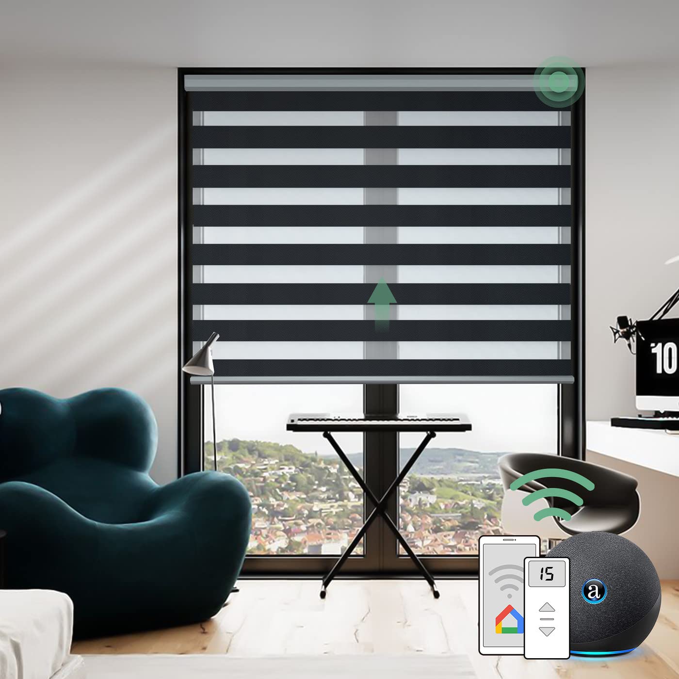 Amazon｜Yoolax 電動 調光ロールスクリーン スマートブラインド ゼブラ