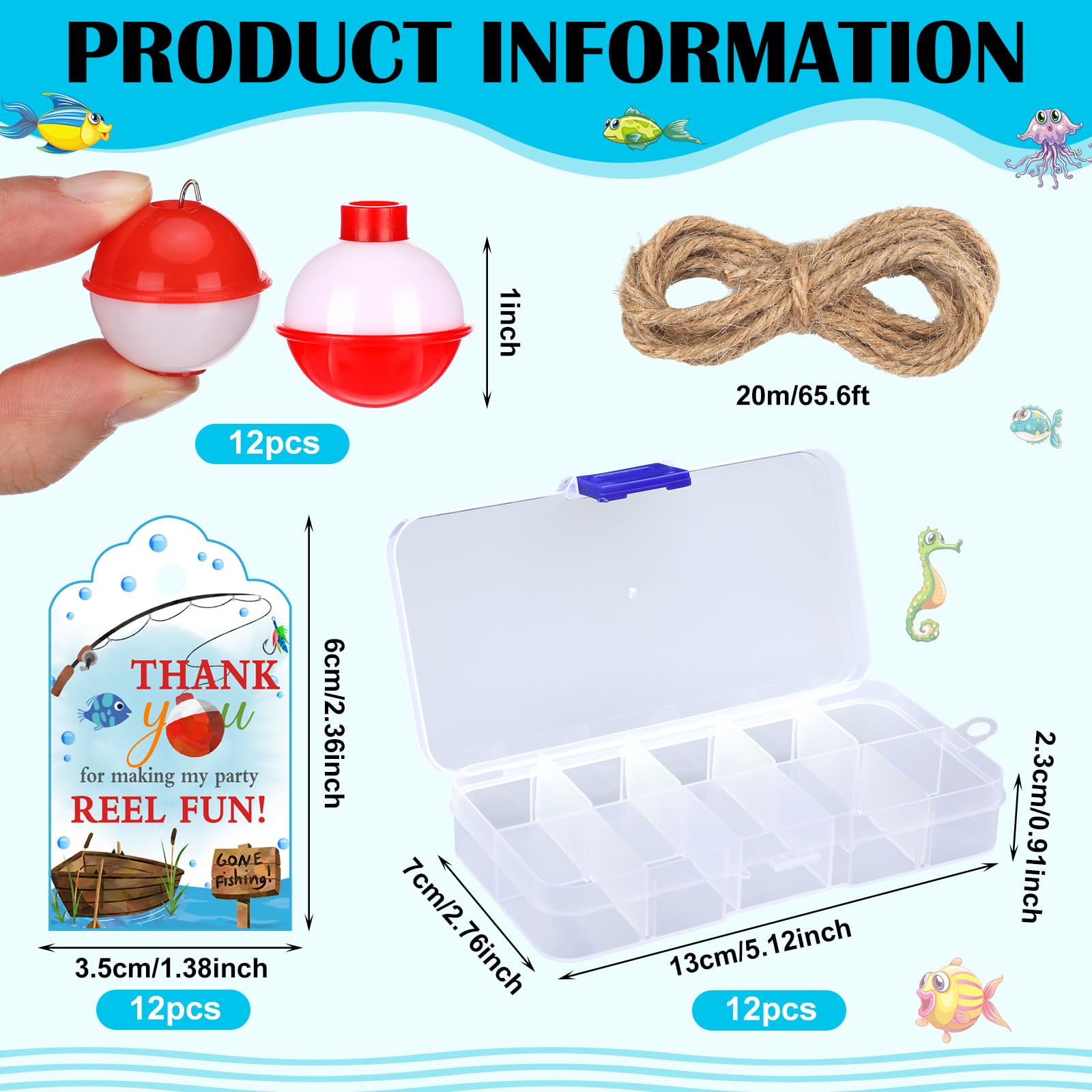 Wonderjune 12 Sets Fishing Party Favors Candy Little Tackle Boxes with Red White Floater Thank You Cards for Making My Reel Fishing Theme Party Decorations : Sports & Outdoors
