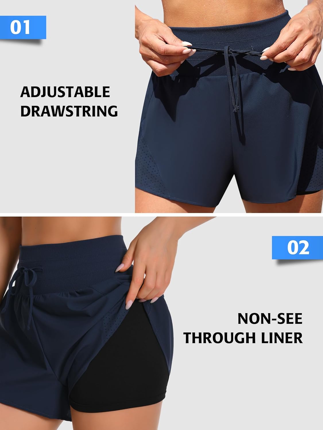 ATTRACO 3" High Waisted Swim Shorts Women Board Shorts for Swimming Beach Bathing Suit Bottoms with Liner - Image 5