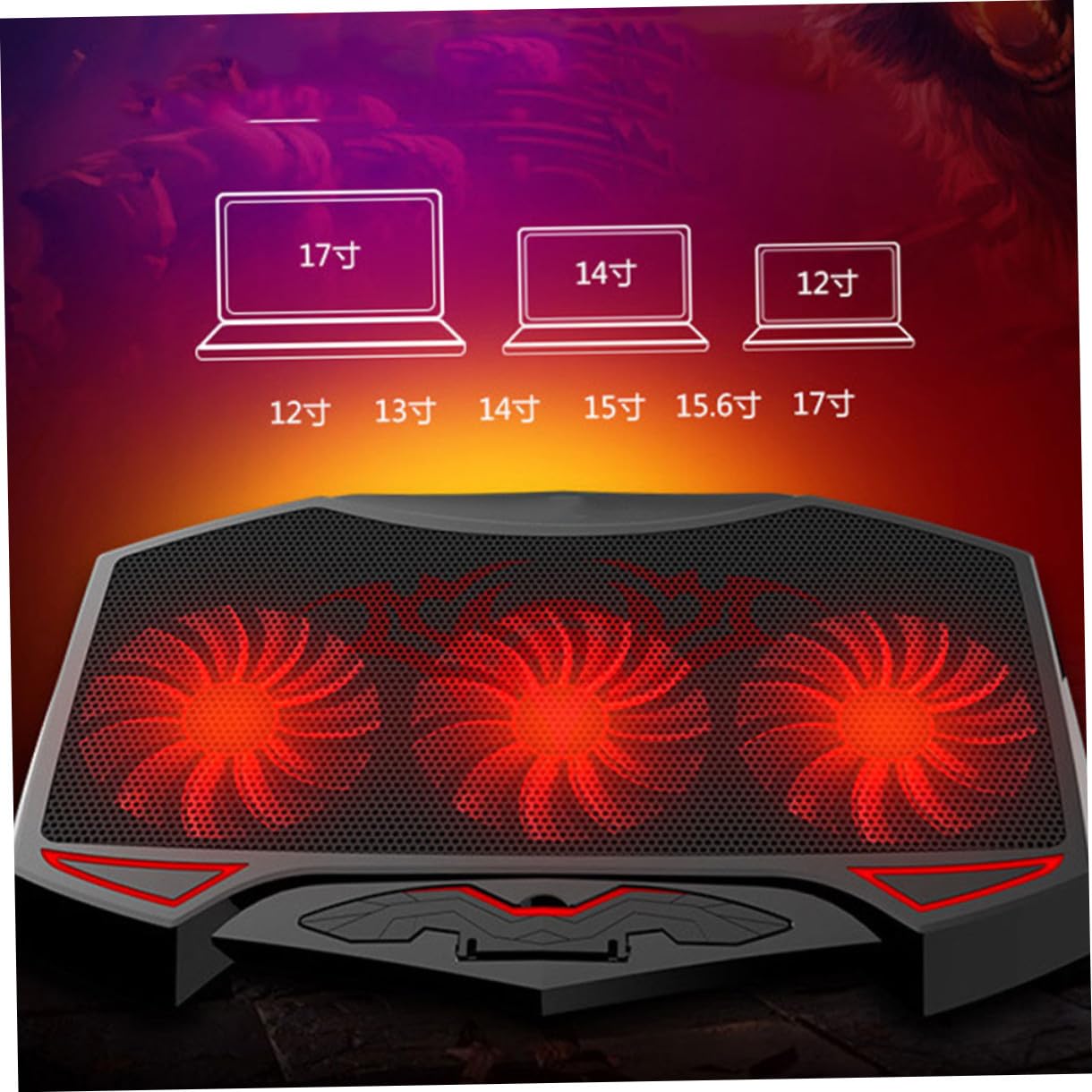 Support de Refroidissement pour 3 Ventilateurs Ordinateur Portable