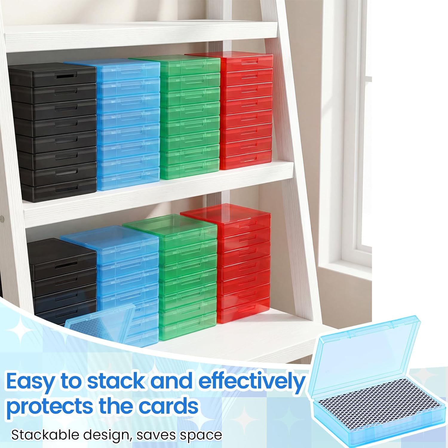 Novabright 40 Pcs Playing Card Case, Plastic Game Card Storage Box 3.86 x 2.91 x 0.94 Inch, Snap Closed Deck Case Holder Storage Organizer for Bank Business Trading Poker Gaming