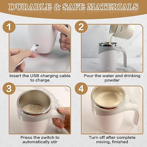 Miniatura 4 de Taza autoagitadora, taza de café magnética automática recargable, taza de café autoagitable, taza giratoria de viaje para oficina en casa, para