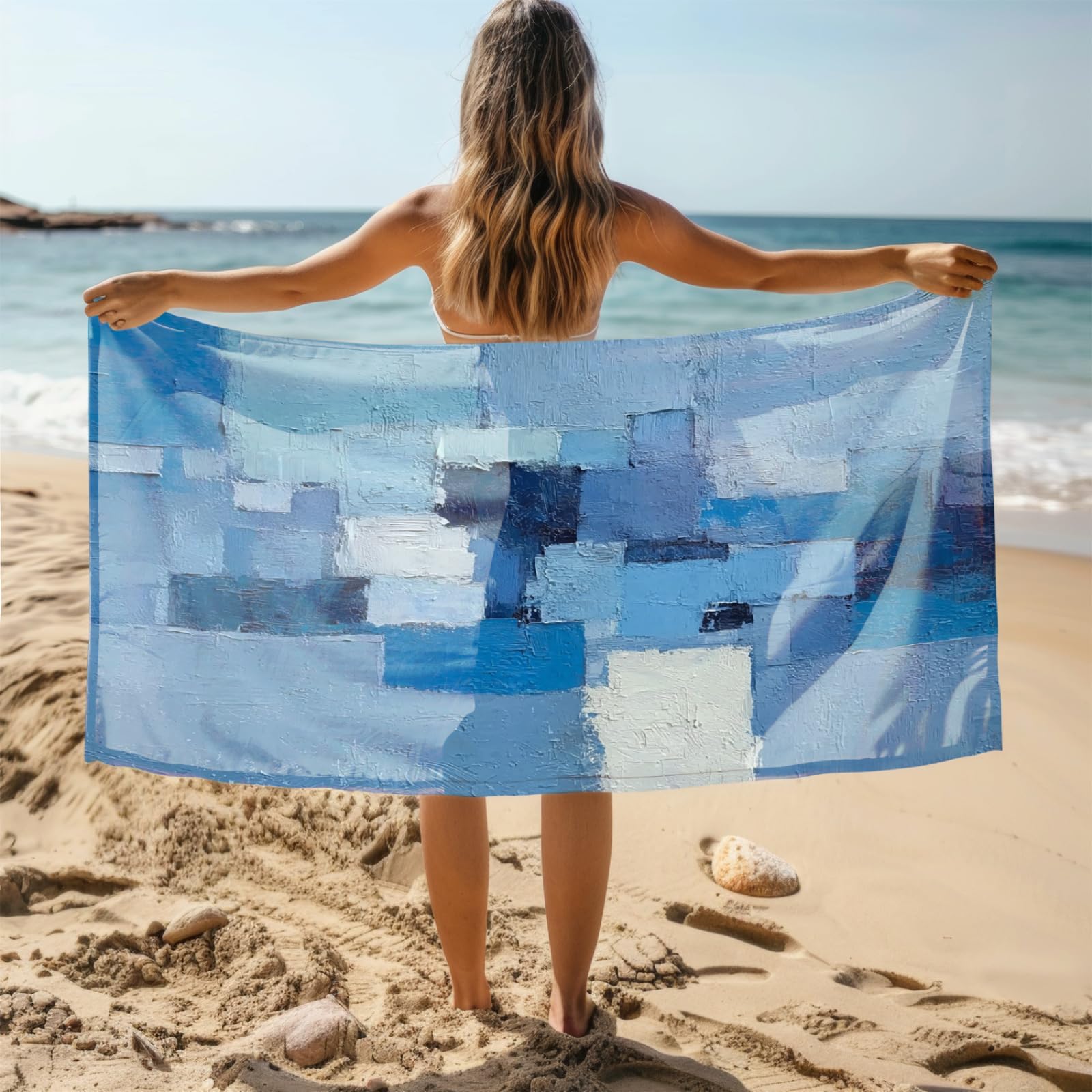 Générique Serviette de Plage 90X180 Modèle Bleu