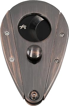 Xikar Xi3 Cigar Cutter, 54 Ring Gauge, Unique Teardrop Shape, 440 Stainless Steel With An HRC of 57, Vintage Bronze