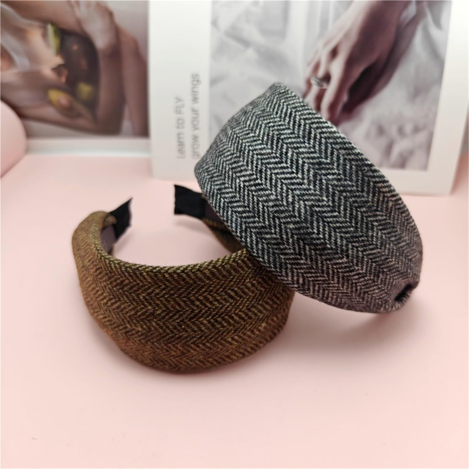 3 stücke Verdickt Warme Breitkrempige Haar Stirnband Herbst Und Winter Zubehör Mit Zähne Stirnbänder for Frauen Für Damen(Dark color-3pcs)