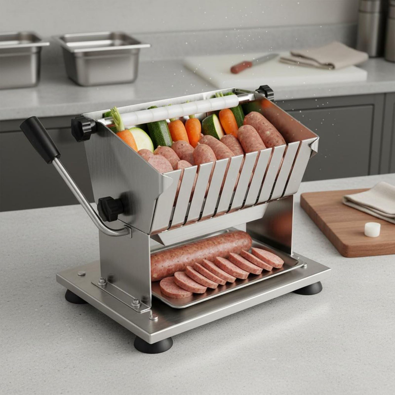 Affettatrice Spessore Regolabile Attrezzatura da Cucina Commerciale Alta Efficienza Macchinario Professionale per Ristoranti, 18mm