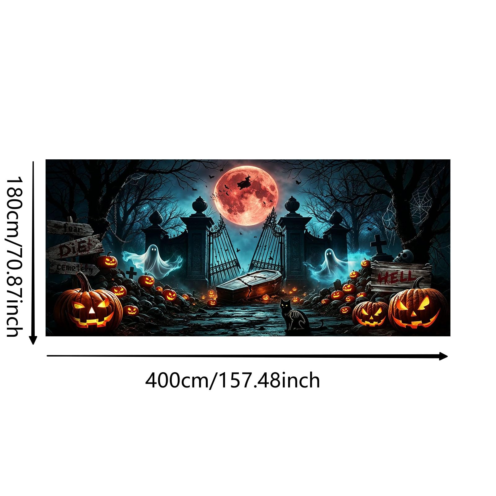 Cartel de buena suerte para Halloween, puerta de garaje, pared de garaje, adecuado para fiestas al aire libre, hogar, patio