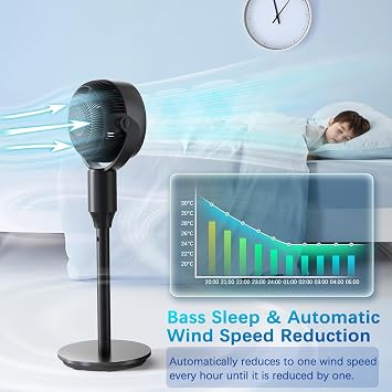 JYMIPA Oscillation Standing Fan for Bedroom, 79ft Airflow Whisper Quiet Pedestal Fan with 3 Modes, 8 Speeds, 90 Air Circulator with Remote, Timer, 24-42 Adjustable Height Desk Fan for Home Office