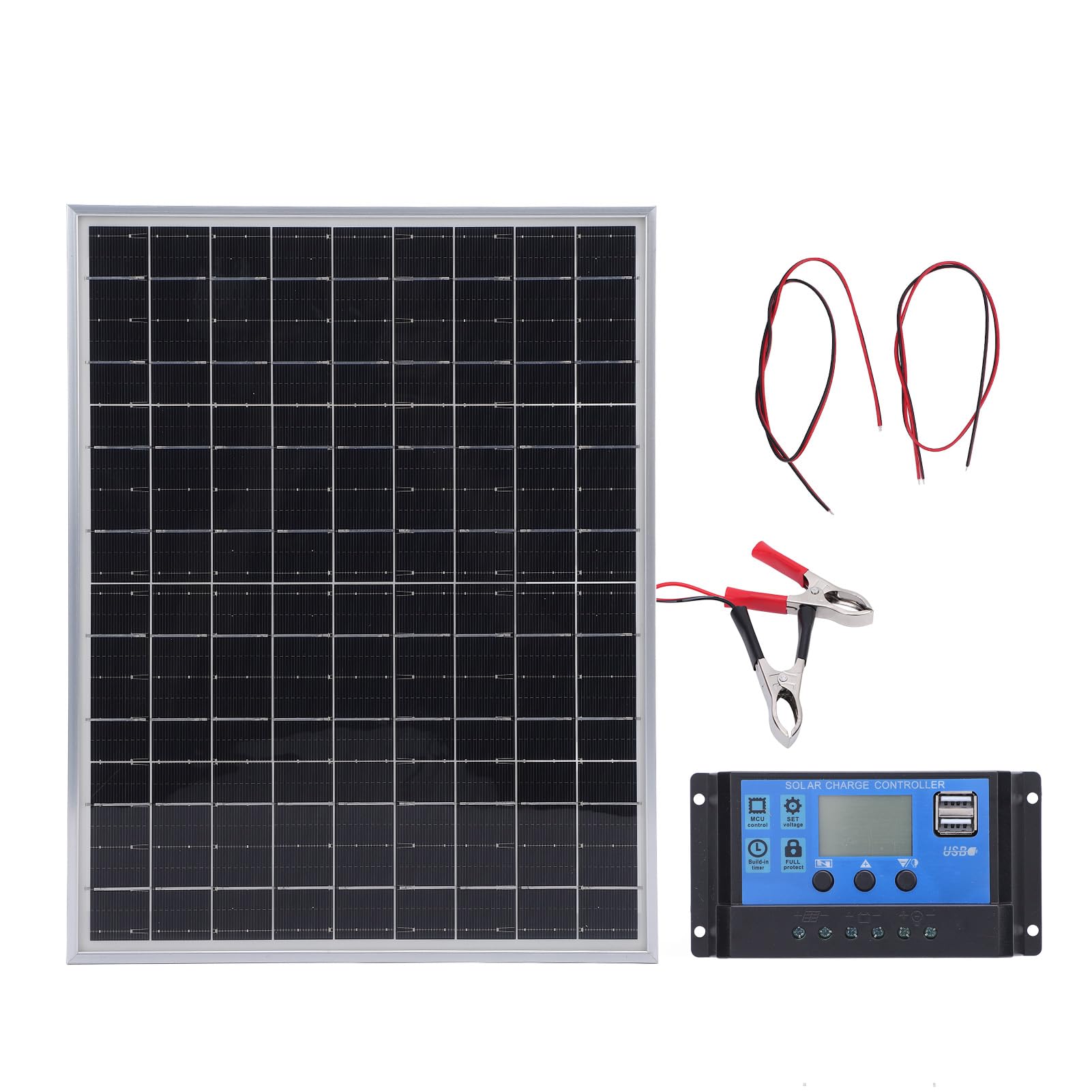 Paneles Solares Portátiles, 15W 12V 24V Kit de Panel Solar Adaptativo Automático con Controlador de 60 A, Paneles de Cargador Solar A Prueba de Agua para Camiones de Casas