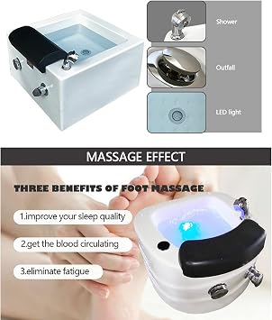 Portable Pedicure Foot Spa with Massage - Acrylic Chair, Shampoo Sink, Foot Shower - Perfect Bowl for Salon Wash - Relax and Pamper Your Feet at Home or in the Salon