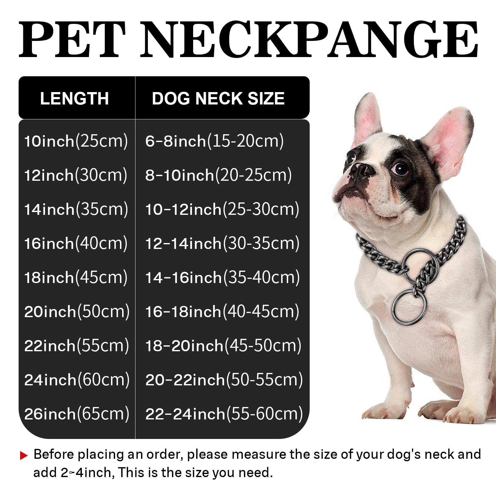 Black Chain Dog Collar,Dog P Chains,10mm Wide Solid Cuban Link Chains Stainless Steel Metal Links Walking Slip Training Collar for Dogs(14inch,Black) - Image 3