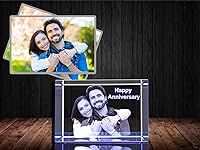 Vista 2 de Cristal grabado con foto 3D personalizada (rectángulo grande (3.1 x 4.7 x 2.4 pulgadas)