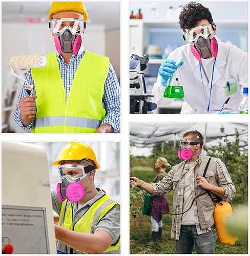 Miniatura 6 de Respirador de máscara de media cara 6502QL  Respirador de polvo de pintura reutilizable con filtros para carpintería química por pulverización de