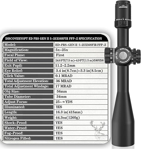 B0BL6WSNPW_image_5 DISCOVERYOPT Optics ED 5-25x56mm PRS Rifle Scope First Focal Plane 0.2 Mil Illuminated Reticle