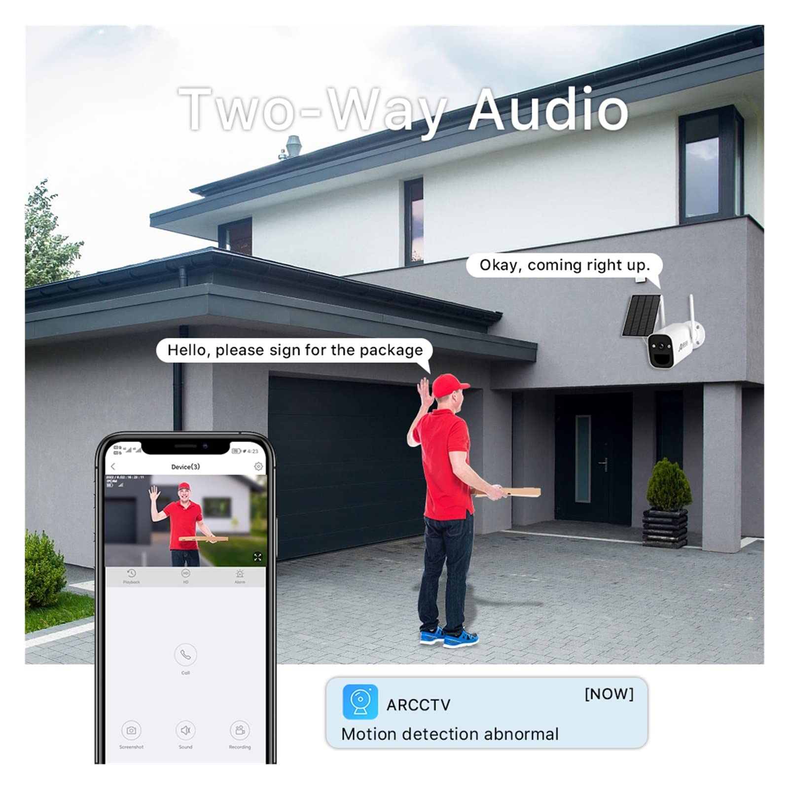 Kamera bezpieczeństwa 3MP z baterią słoneczną 2.4G Wifi Zewnętrzne panele akumulatorowe PIR Spotlight Dwukierunkowe audio;Kolorowy noktowizor Ostry Obraz łatwa Obsługa(Solar panel Camera)