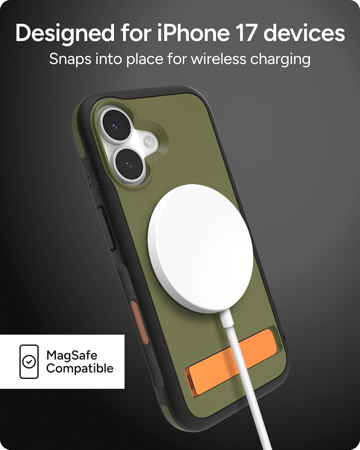 ZAGG Sedona Snap Case with Kickstand for iPhone 17 - Green Sea Kelp, Drop Protection (13ft/4m), Multi-Layer Protection, with Camera Button, MagSafe Phone Case with Impact-Absorbing Bumpers