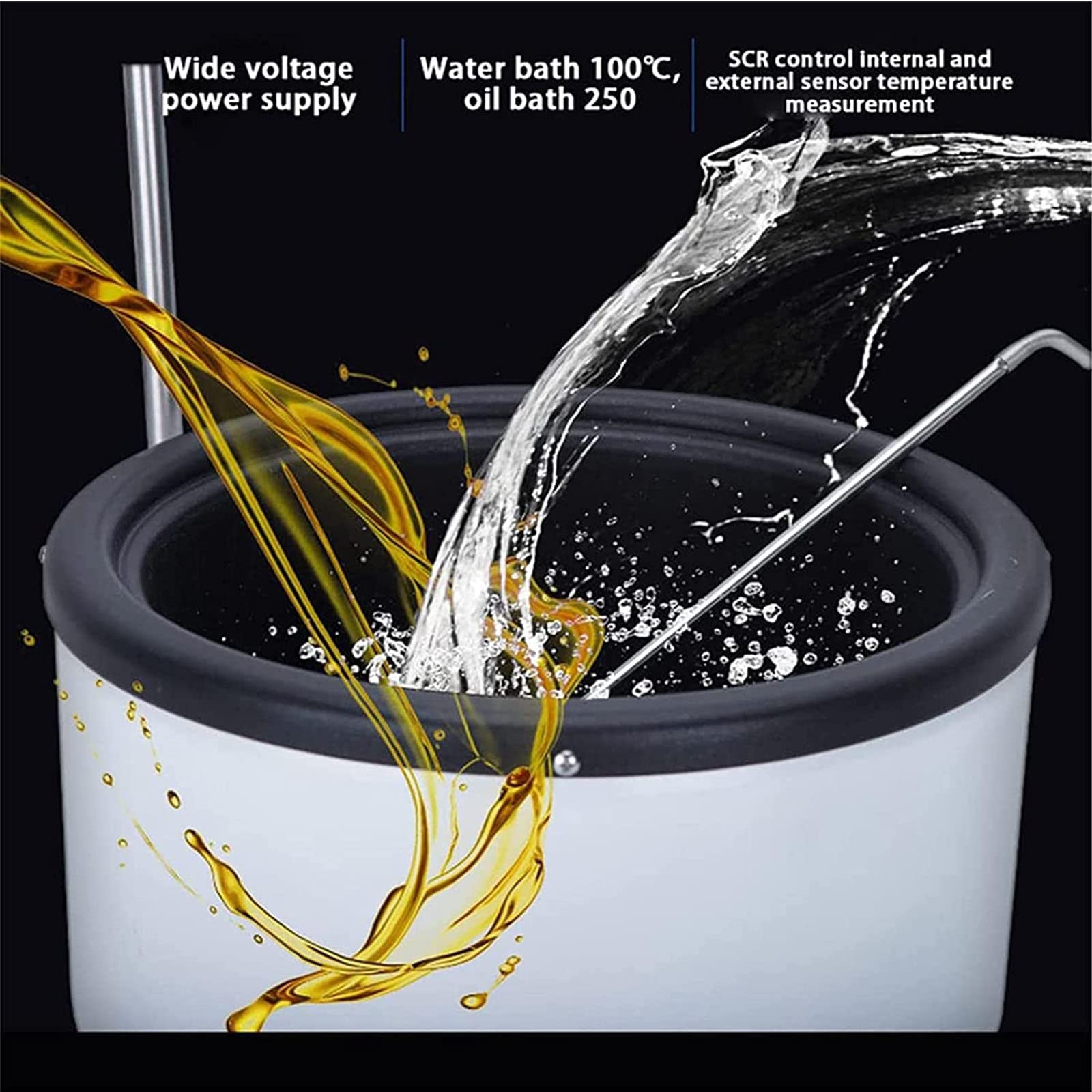 Manta calefactora con agitador magnético, Mezclador magnético Digital de líquidos para baño de Agua y baño de Aceite de 1/2/5 l, agitador magnético con Placa calefactora para Tratamiento térmico de