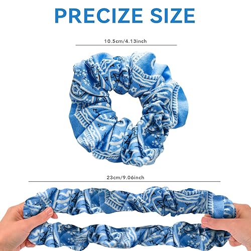 Miniatura 3 de Paquete de 5 bandas elásticas para el cabello para mujeres, lazos para el cabello con flores, bandana de algodón, bandas elásticas para el cabello
