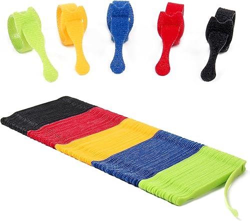 Miniatura 10 de OneLeaf Organizador de Cables 120PCS Bridas de Cable de 6 pulgadas Reutilizables con Gancho y Bucle, Bridas de Sujeción Coloridas para Gestión de