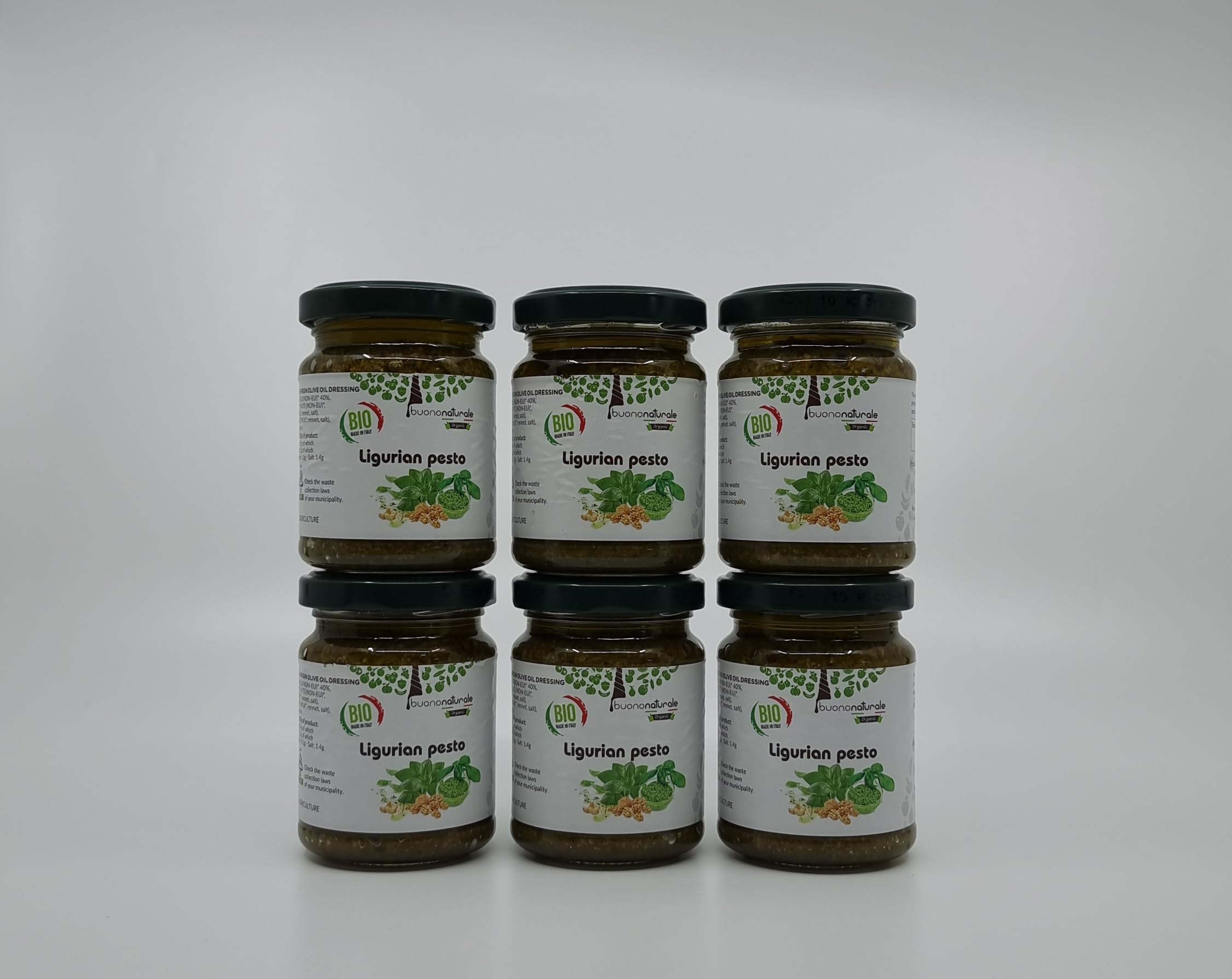 buononaturale Boîte au pesto BIO 720g — coffret de 6 pièces de 120g Pestoghiotto ligurien BIO (6x120g)