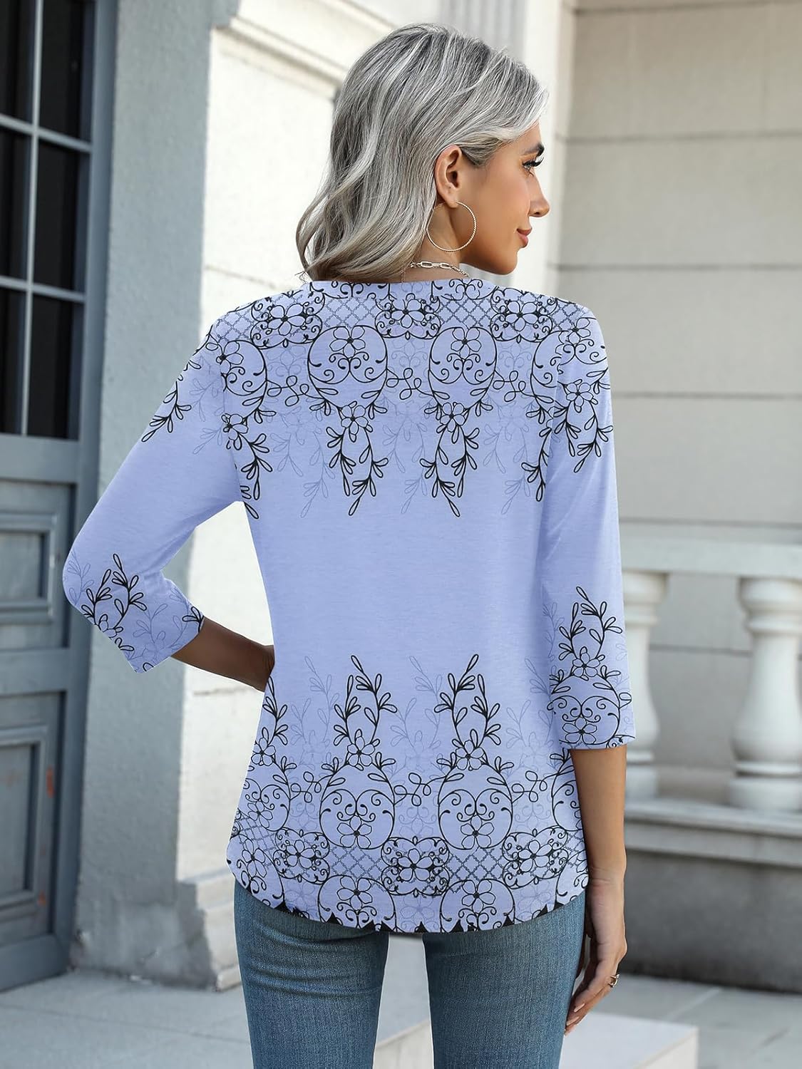 Zeagoo Womens Blouse Casual 3/4 Length Sleeve V Neck Basic T-Shirts Spring Summer Cute Tunic Tops Business Work Tees - Image 4