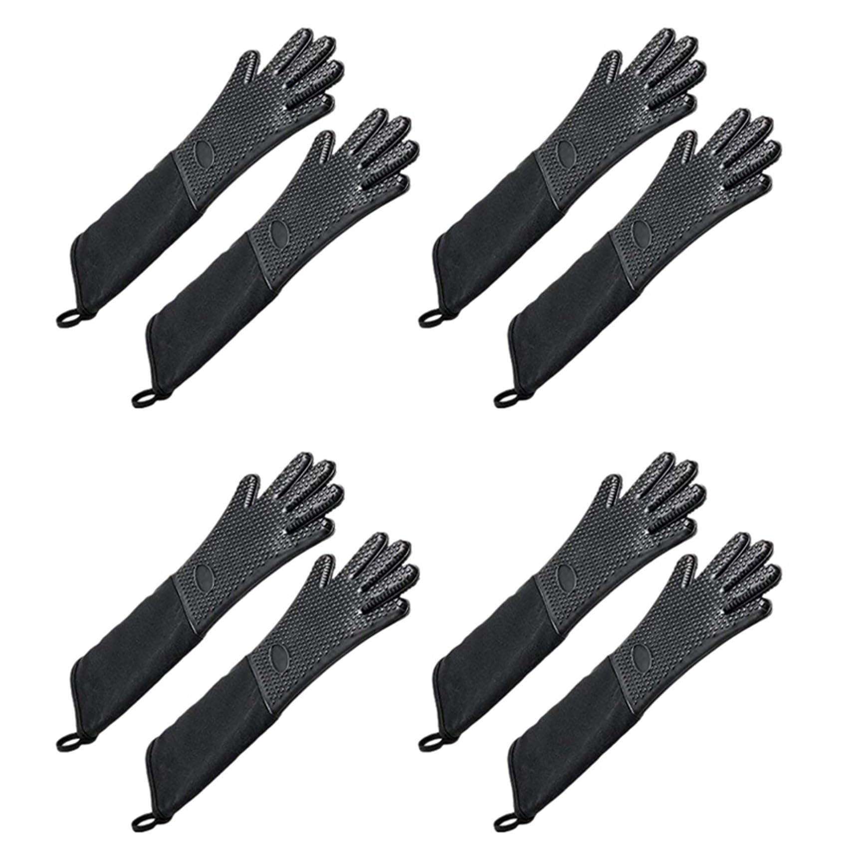 Hndhbfgrt 4X Extra Long Professional Silicone Oven Mitt, Heat Cooking Glove with Internal Cotton for Kitchen,Bbq,Baking