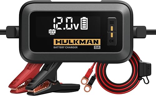 Hulkman Sigma - Cargador de batería de coche 5, 5A, cargador inteligente de 12 V y 6 V, LiFePO4 y mantenedor automotriz de batería de plomo-ácido