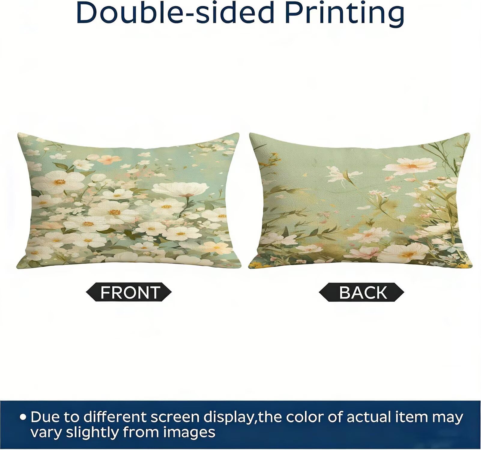 Housse de Coussin Canapé Botanique 40x80cm Exterieur Impermeable Flower Taie D'oreiller Décoratif Aesthetic Housse Coussin Decoration pour Chambre Sofa Jardin Balcon Terrasse Lot de 2. T-2398