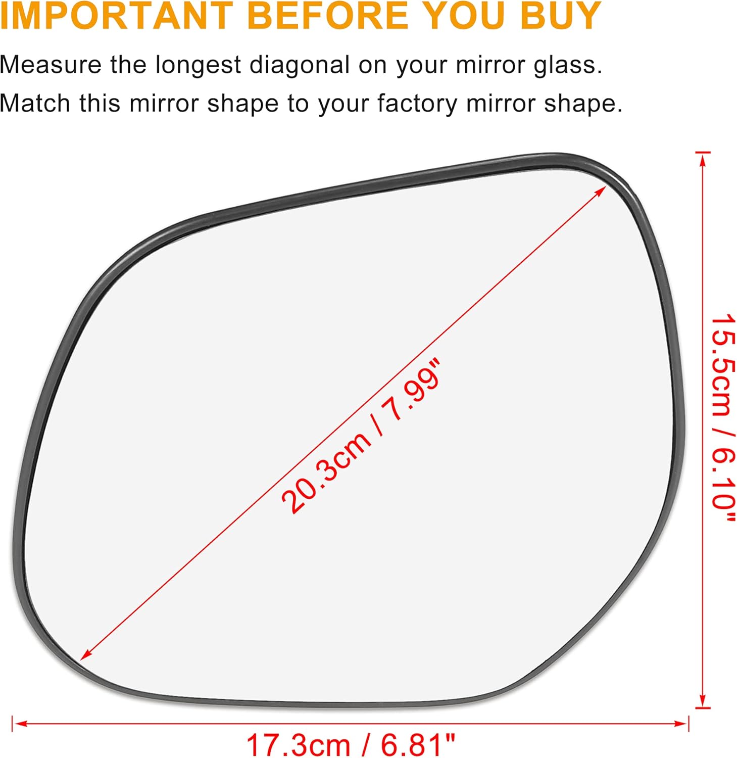 X AUTOHAUX Car Rearview Left Side Heated Mirror Glass with Backing Plate 8151LS 7632A470 for Mitsubishi Outlander