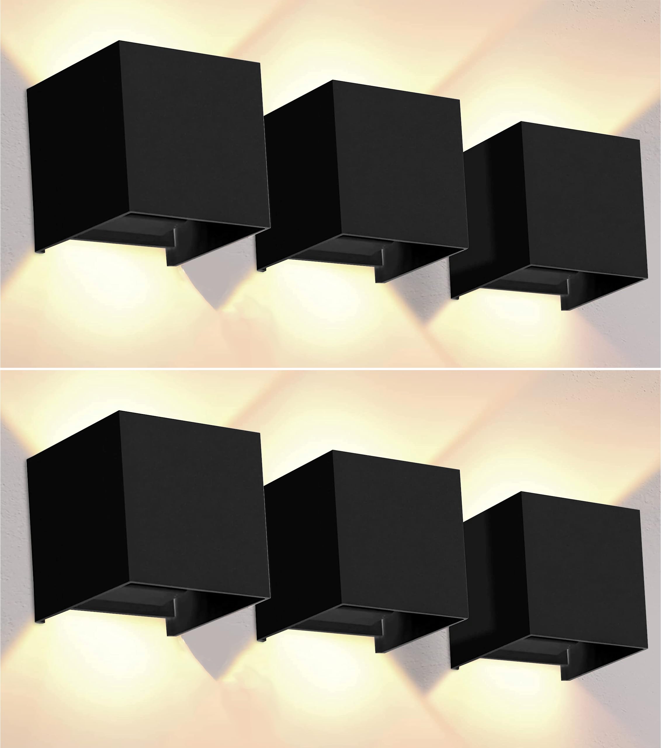 CLAR - Aplique LED Exterior Pared Negro 12W CCT (Pack 6)