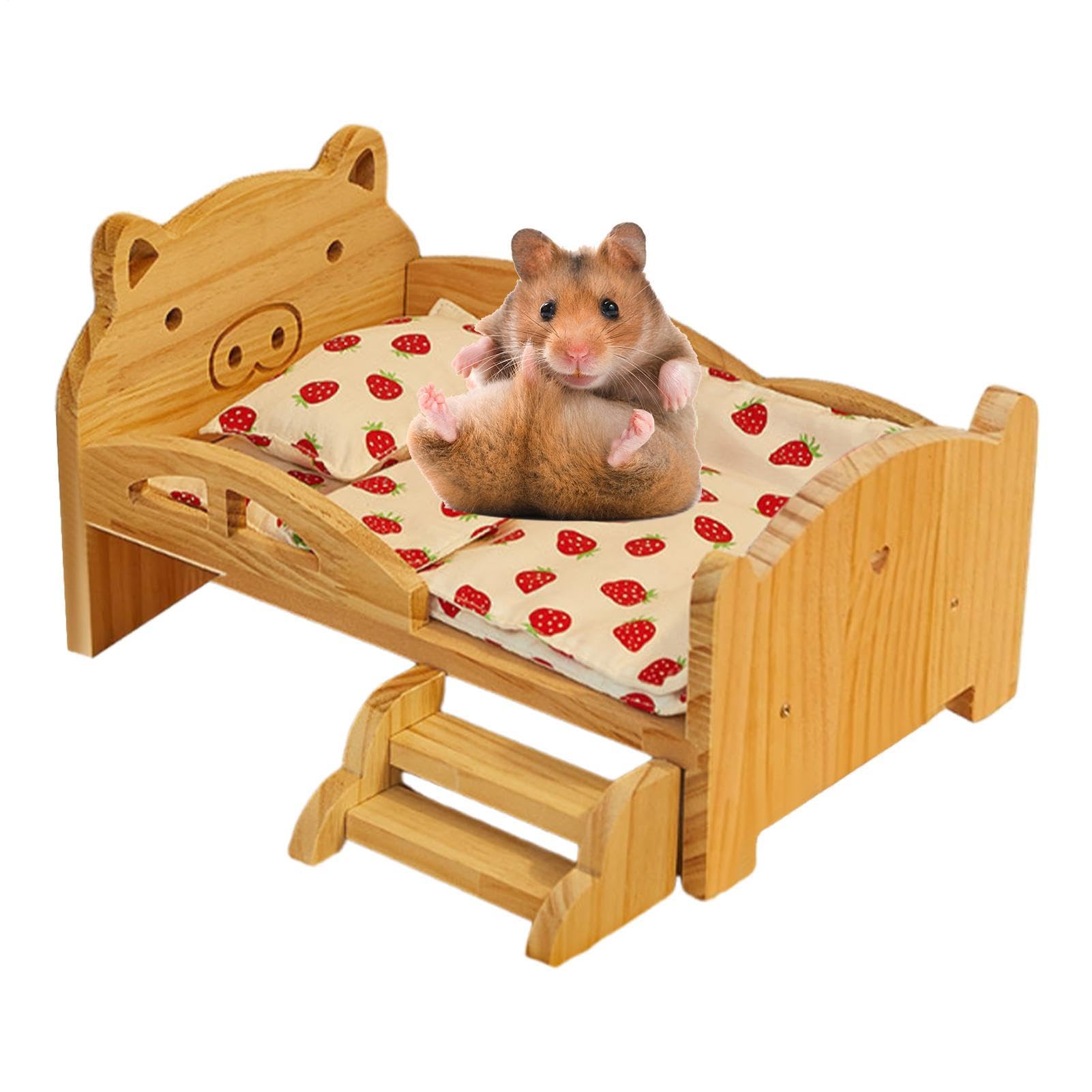 Cama Para Chinchilla de Madera para Dormir de Mascotas Pequeñas | Cama Habitable de Madera para Pequeños Roedores Enanos para Jerbos Enanos, Erizos, Hámsters, Chinchillas, Conejos, Hurones,