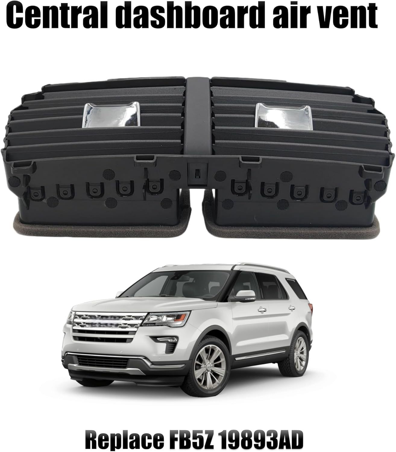 Center Dash Air Vent for Ford Explorer 2016 2017 2018 2019 Replace OEM FB5Z-19893-AD FB5Z19893AD Dashboard A/C Heater Louver