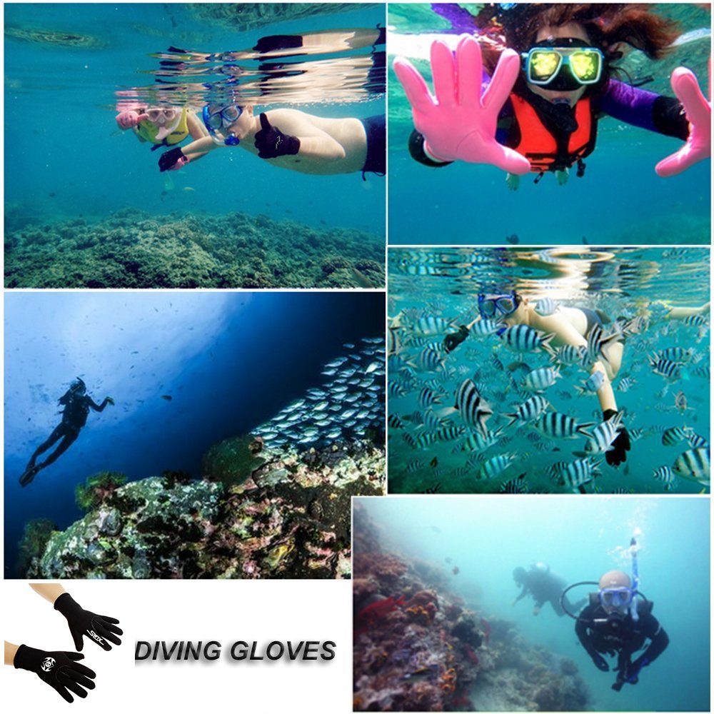Guantes de neopreno, guantes de buceo, guantes de buceo para hombres, mujeres y niños, 3 mm, 5 mm, flexibles, antideslizantes, térmicos, guantes de surf de cinco dedos para pesca submarina, remo