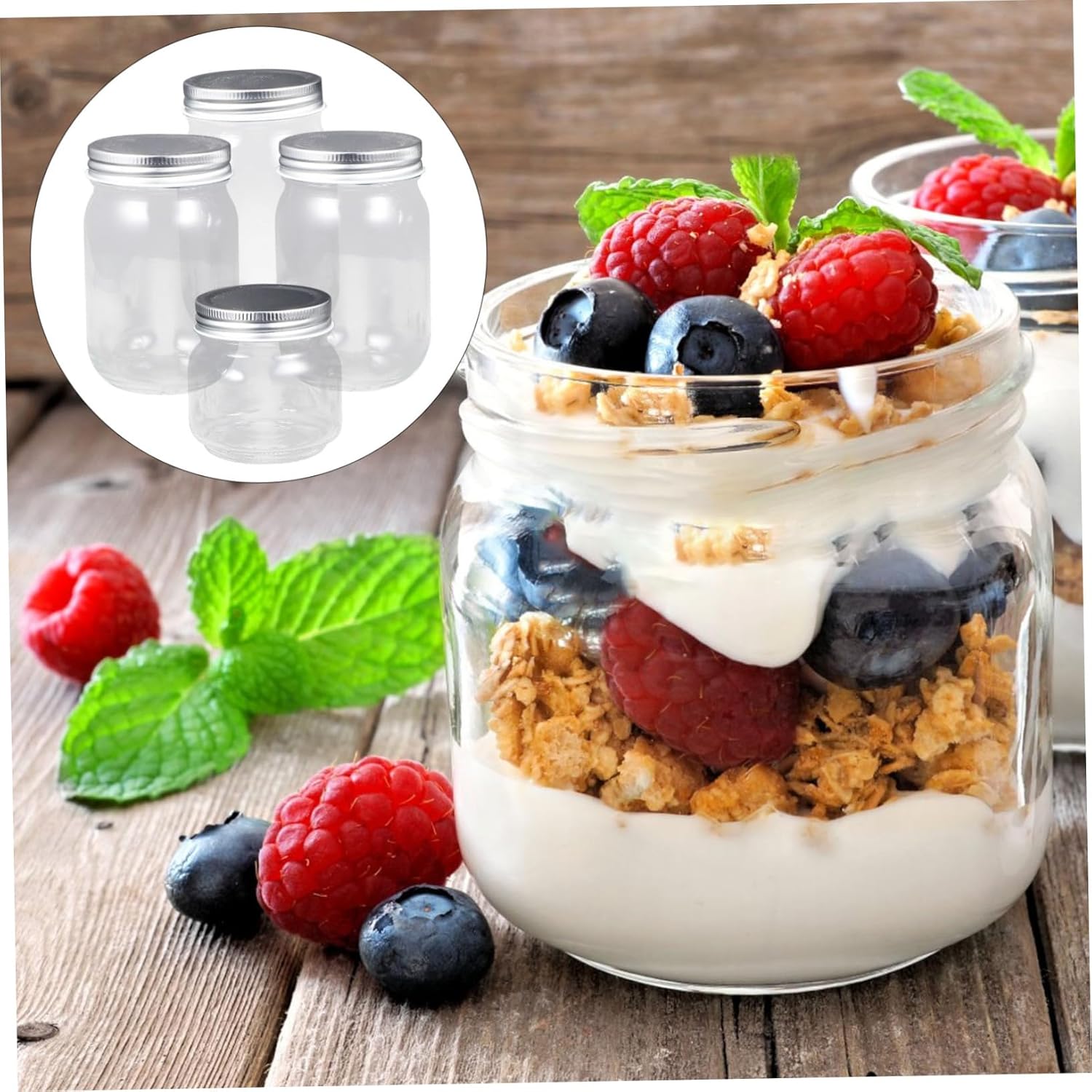 4pcs Jam Jars Airtight Lids Sealed Kitchen Storage Containers for Sauces Honey and Preserving for Meal Prep and Home Organization