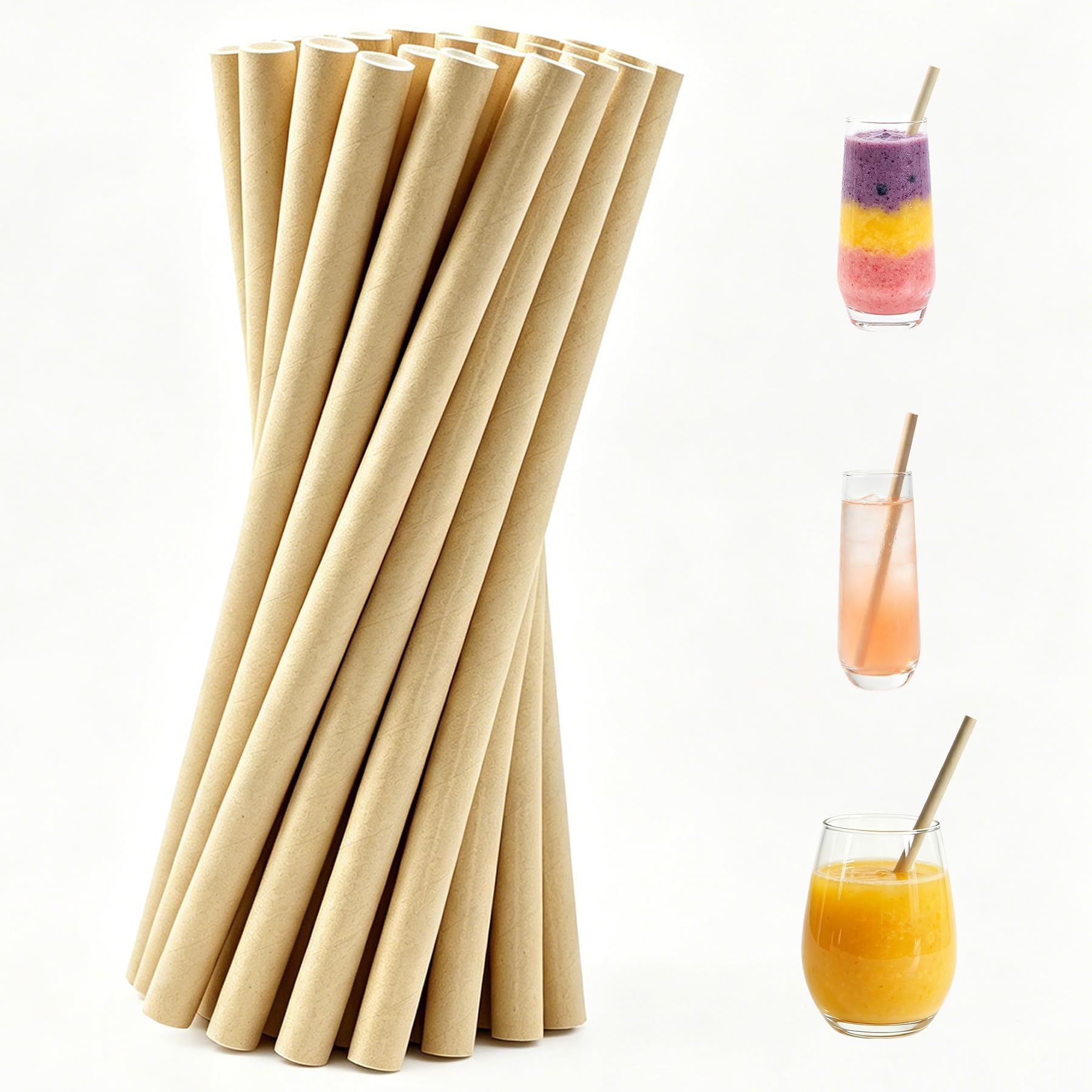 Smoothies Straws, 9mm Wide Paper Disposable Drinking Straw