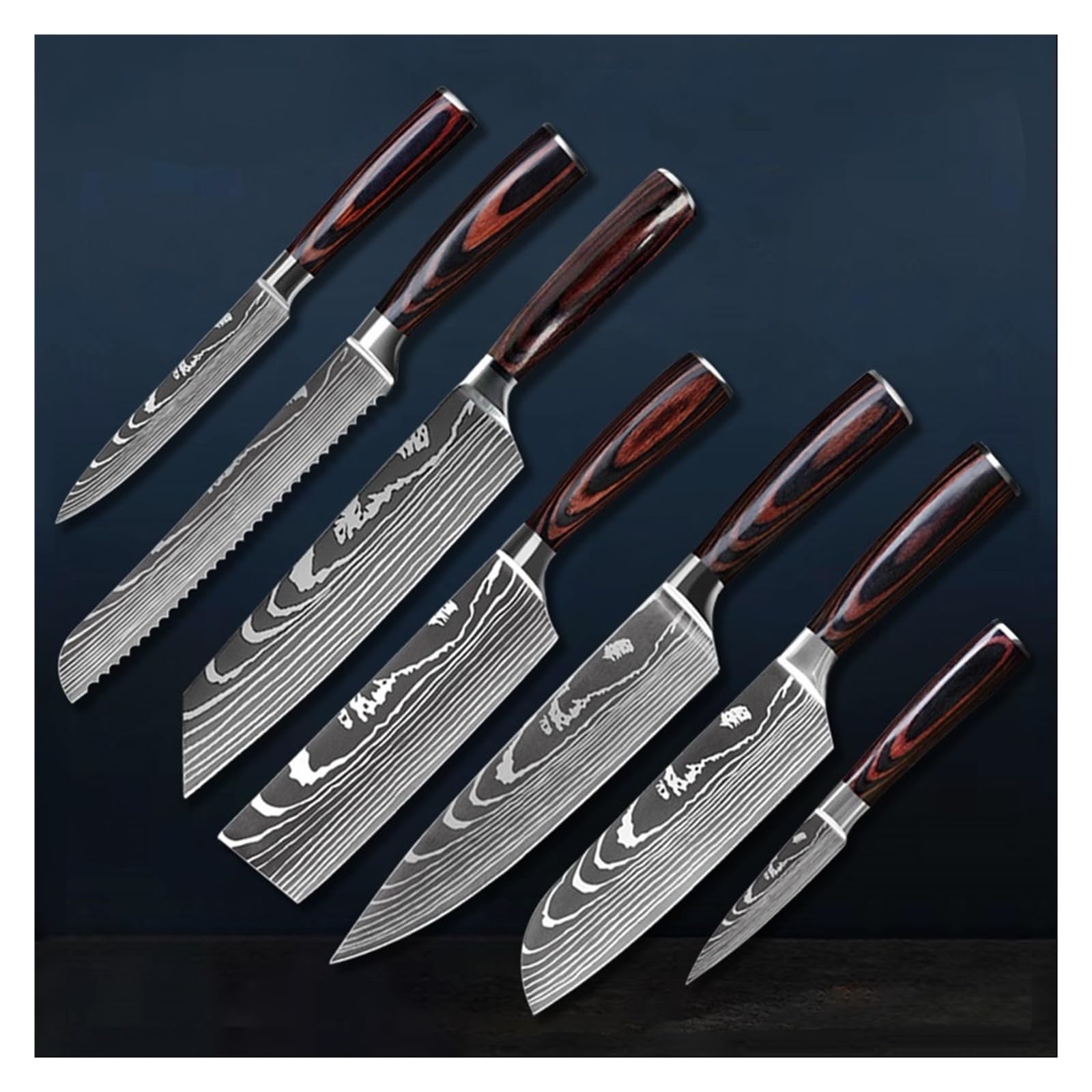 Nóż kuchenny Nóż do mięsa Nóż szefa kuchni Nóż Santoku do owoców i warzyw ze stali nierdzewnej Nóż kuchenny ze wzorem damasceńskim