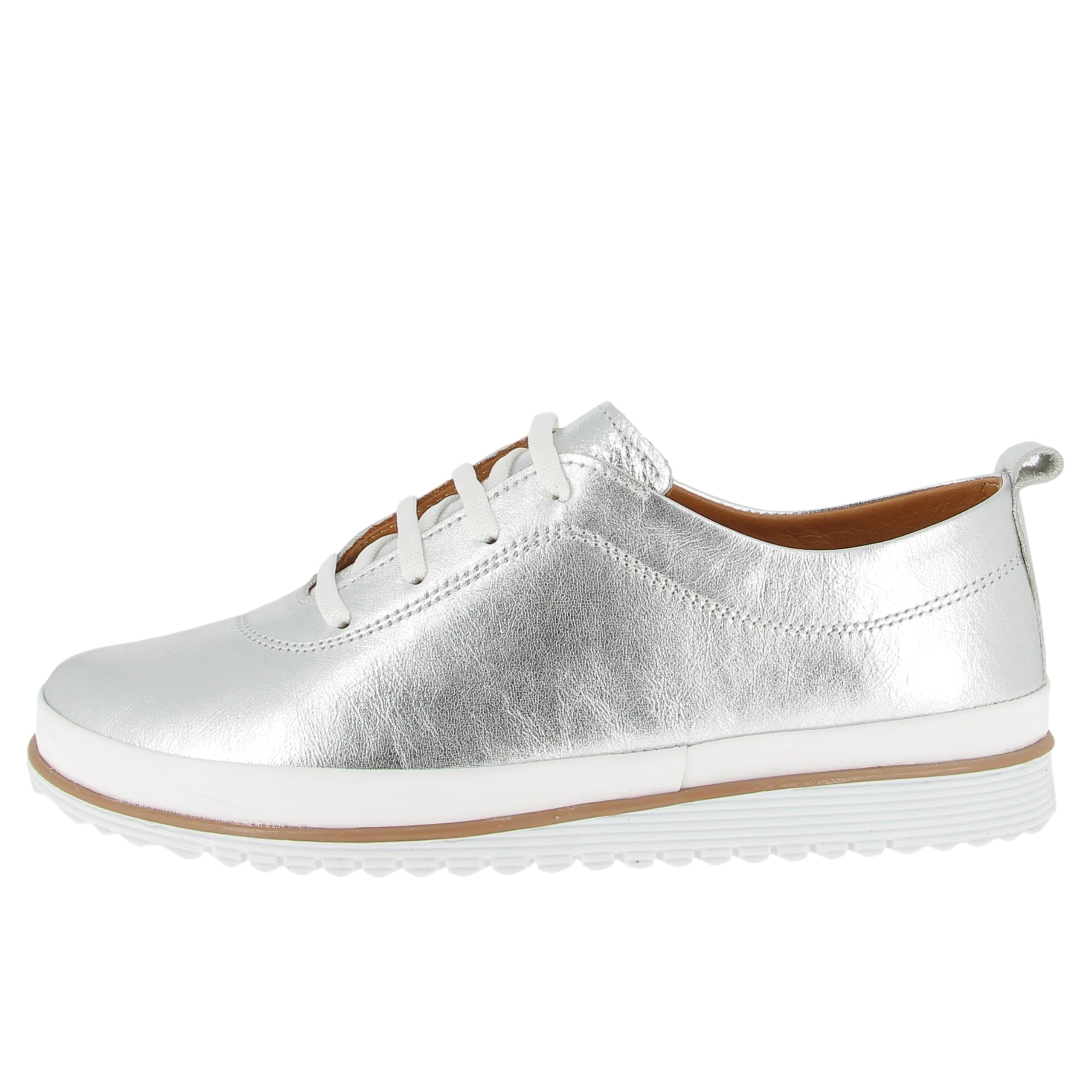 Andrea Conti Women's Low Top Trainers, Silver, 8.5 UK