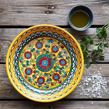 Ceramic Small Palestine Yellow Floral Round Dish