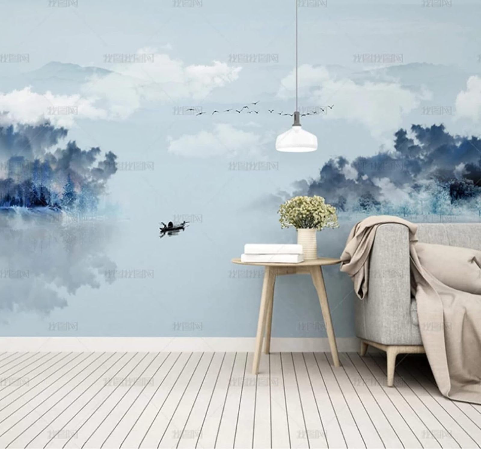 Xlming 250Cm×170Cm(B×H) Abstract Ink Wash Landscape Art Scenery 3D Wallpaper Luxury Home Dining Decor Paste Sofa Living Room The Wall For Bedroom Mural-250Cm×170Cm