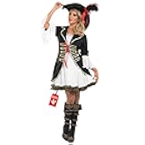 Pirate Costume Women's Deluxe Buccaneer Outfit with Corset Jacket, Dress, Hat