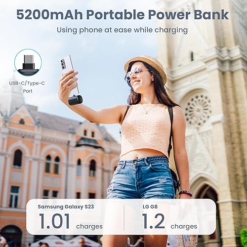 Miniatura 7 de Mini Cargador Portátil para iPhone, Carga Rápida de 5200mAh 3A PD USB C Power Bank, Pequeña Batería Portátil Esencial de Viaje para iPhone 17Air17