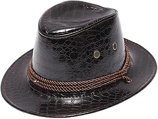 Adult Solid Sun Protection Fashion Western Cowboy Hat Leather Windproof Hat Mens Wool Fedora Winter Hat