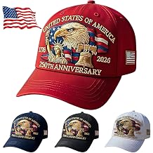 250th Anniversary USA Hat - Adjustable United States 250th Anniversary Hat Retro Embroidered Baseball Cap