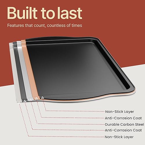 Miniatura 3 de Bakken - Juego de 10 utensilios para hornear para horno de cocina, revestimiento azul antiadherente de lujo en el interior y el exterior, acero al