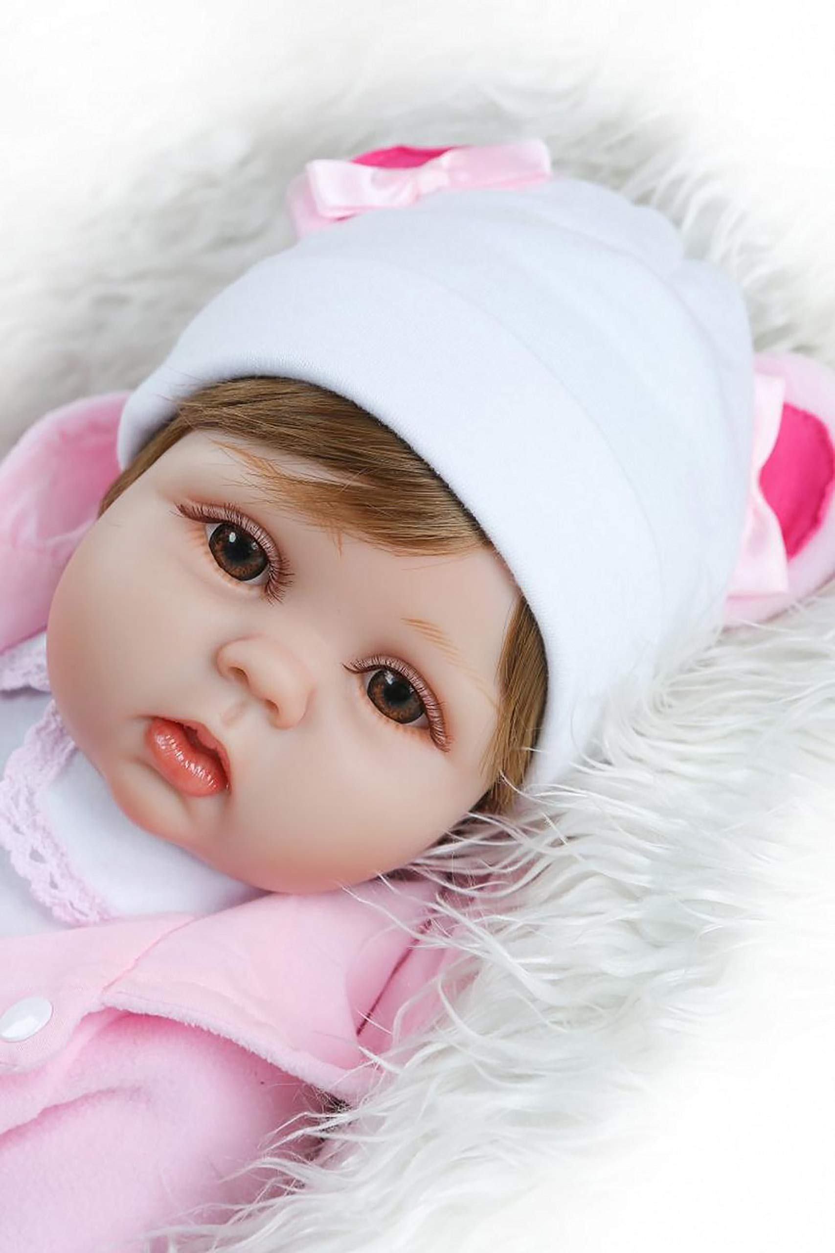 Bambole Reborn Femmine Originali- Ragazze Carine 22 Pollici 55 cm,Silicone Morbido Vinile,Bambole che sembrano vere Fatto a Mano Neonati,Regali di Natale,Reborn toddler