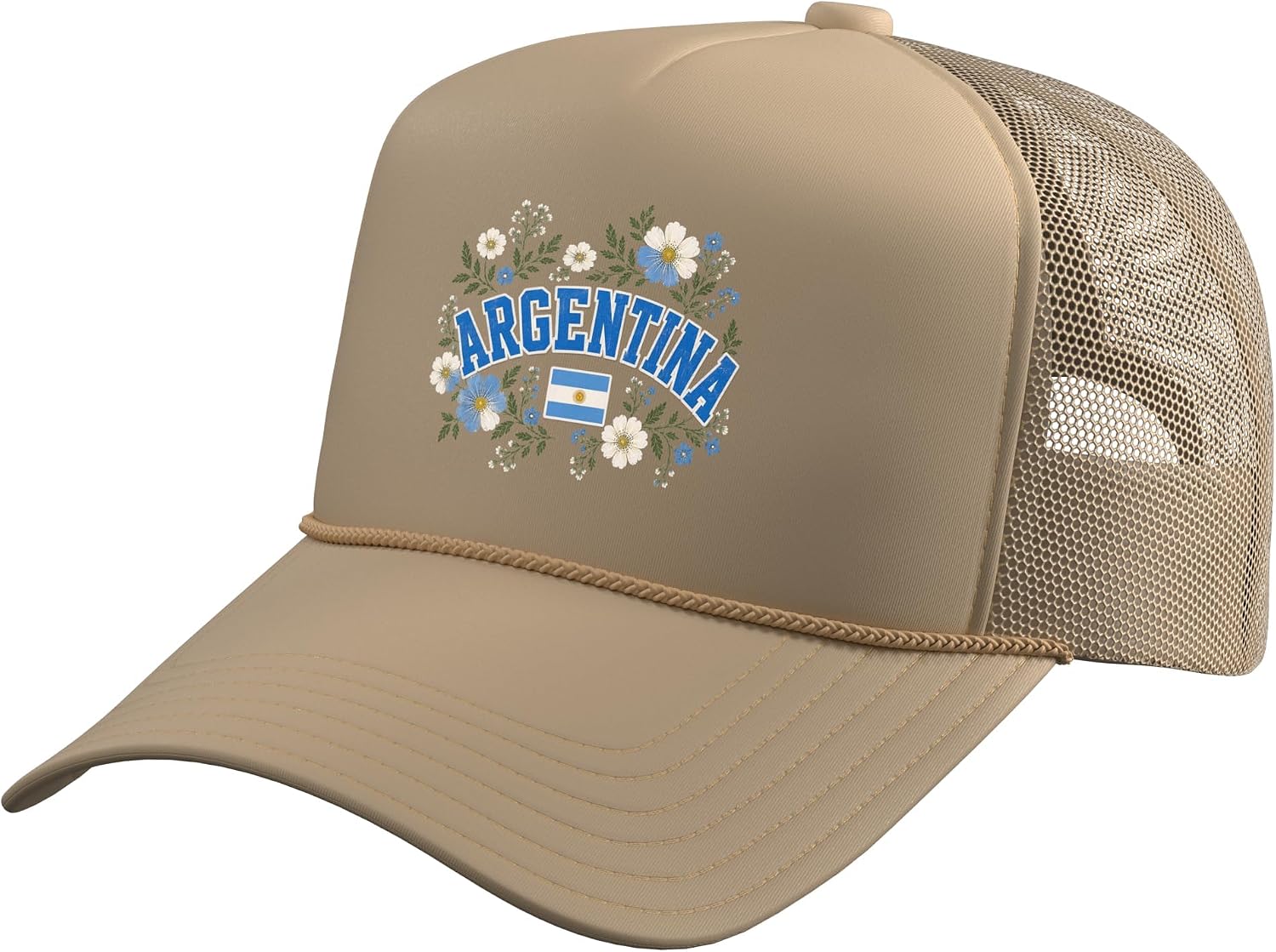 Argentina Floral Vintage Country Pride Trucker Hat with Adjustable Mesh Back