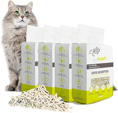 All For Paws Arena mixta para gatos, fórmula mejorada, rendimiento mejorado, arena para gatos 5 en 1 desechable, 6.2 libras, 6 litros x 1, arena