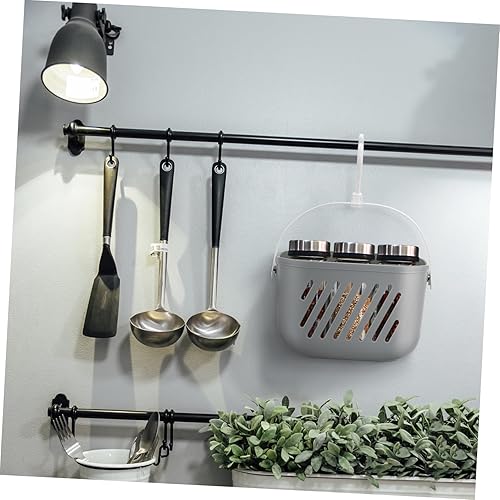 Miniatura 5 de Angoily Organizador de ducha colgante de plástico, cesta de almacenamiento portátil con gancho para el hogar, color gris