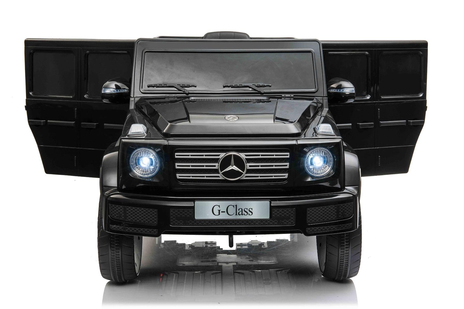 Mercedes G500 12 V elektryczny samochód elektryczny, czarny, pilot zdalnego sterowania 2,4 GHz, wejście USB/SD, tylne zawieszenie, bateria litowa, oświetlenie LED, oryginalna licencja